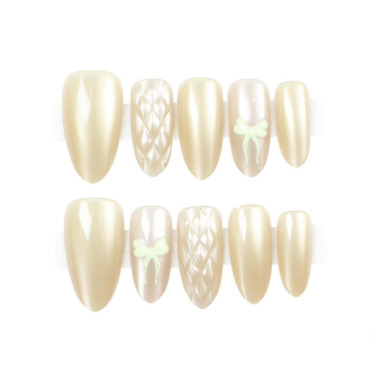 Elegant Press-On Nail Art Set with Decorative Floral Elements Acalora