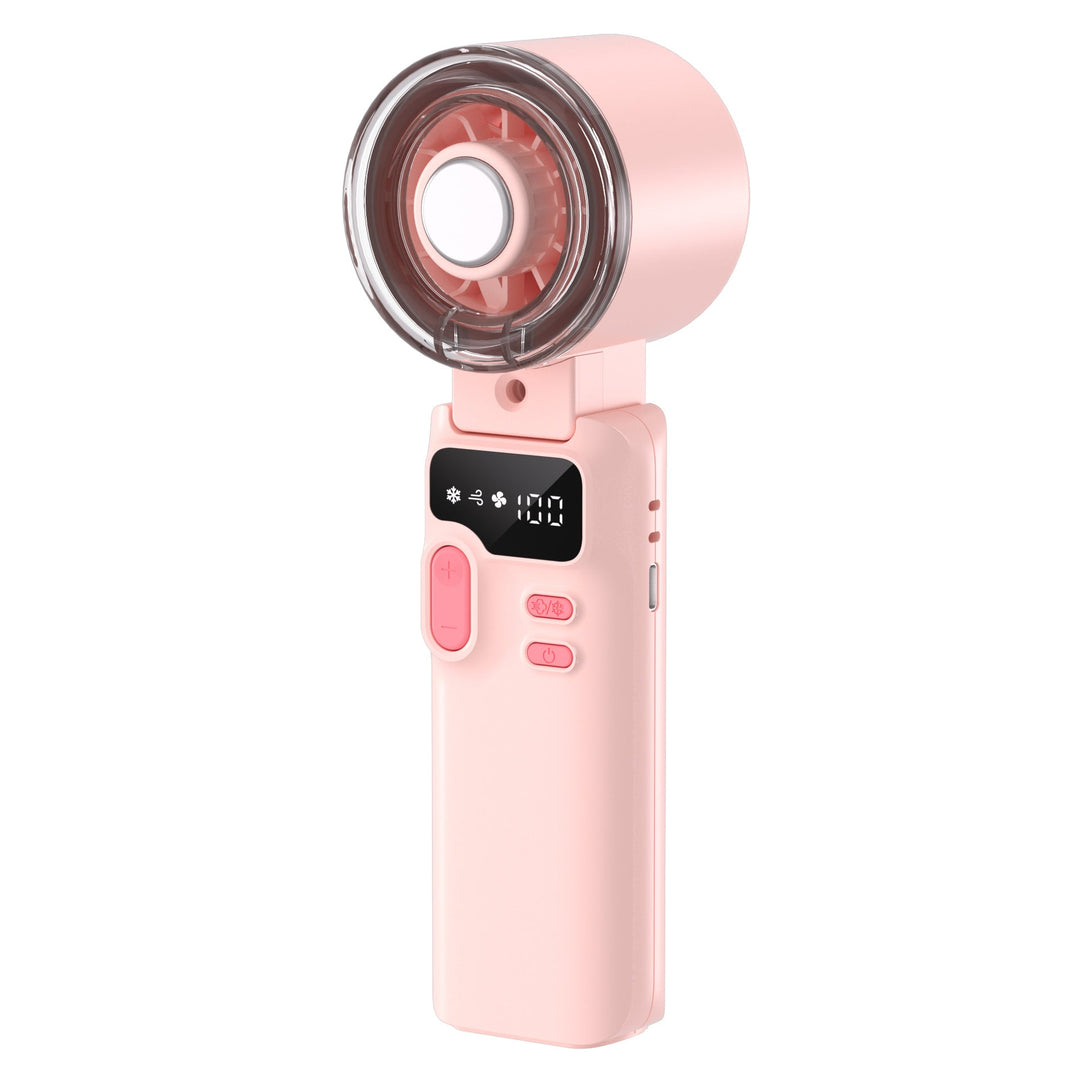 Cooling rechargeable handheld digital display misting mini fan with adjustable tilt and USB-C charging Kalsten