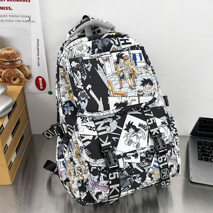 Backpack in Comic Design with Soft Plush Pendant Kalsten
