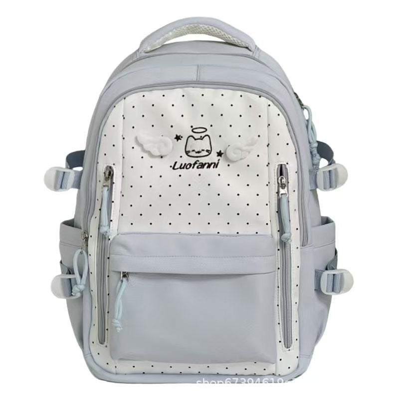 Playful Polka Dot Multi-Pocket Backpack Kalsten