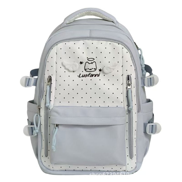 Playful Polka Dot Multi-Pocket Backpack Kalsten