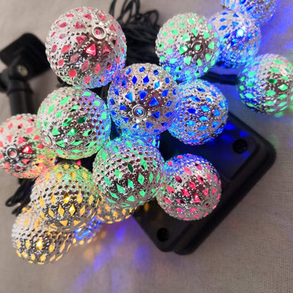 Skanto | Solar Light Sources Moroccan Ball Colorful LED Christmas Lighting Iron Balls Decoration Outdoor Light Sources