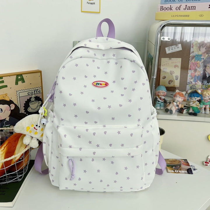 Casual Star-Patterned School Backpack