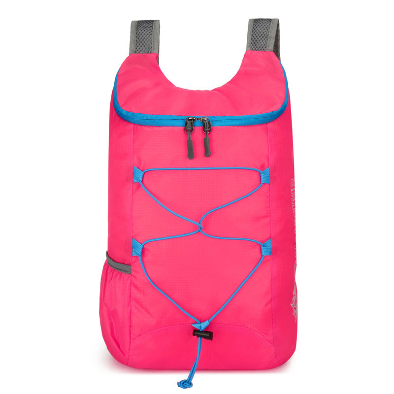 Women’s foldable lightweight day backpack with elastic front drawstring and side mesh pockets Kalsten