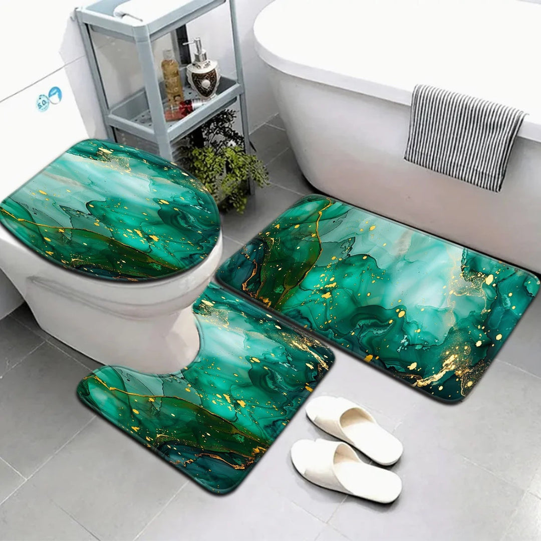 Artistic Marble Print Bath Mat Set Kalsten