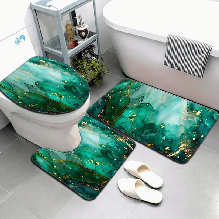 Artistic Marble Print Bath Mat Set Kalsten
