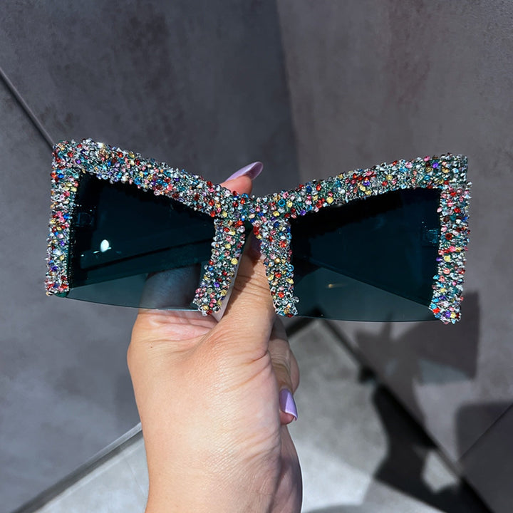 Women's Glamorous Oversized Sunglasses with Sparkling Crystal Frame Kalsten
