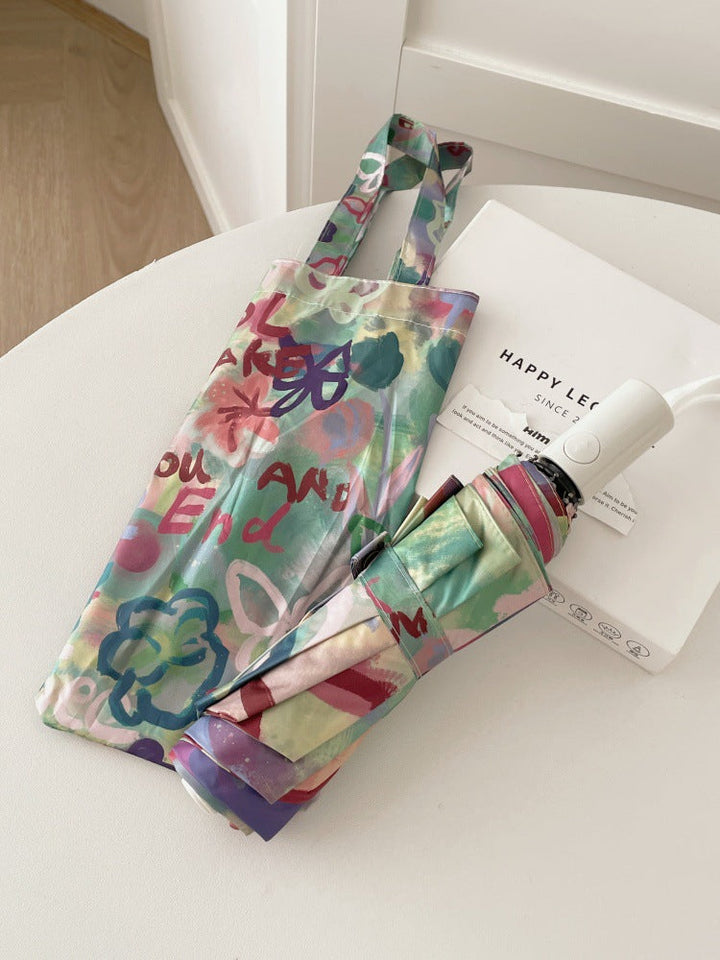 Ladies Foldable Rainbow Retouch Rain Umbrella Kalsten