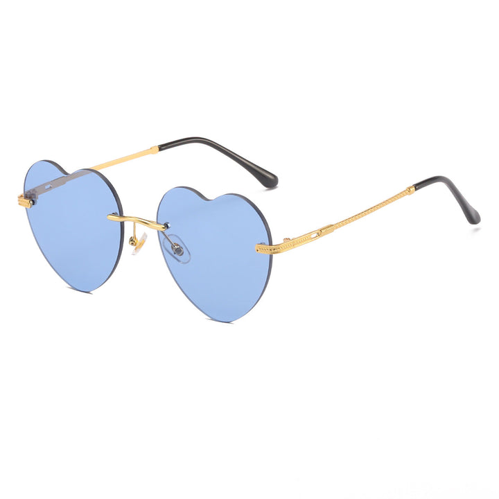 Women's Heart-Shaped Sunglasses with Mirrored Lenses and Gold Frame Kalsten