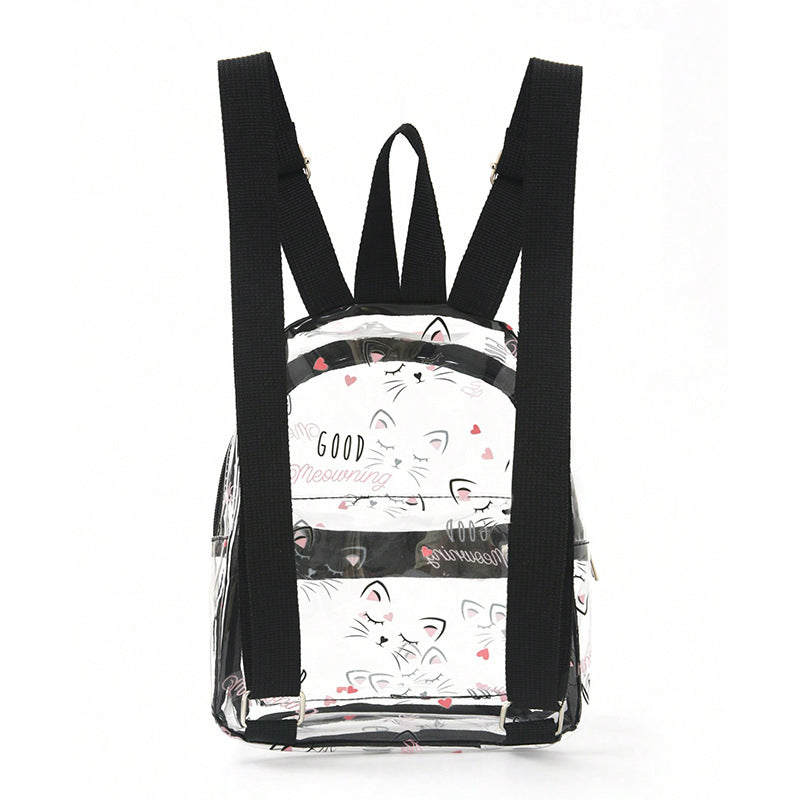 Women's Transparent Backpack with Cat Design Kalsten