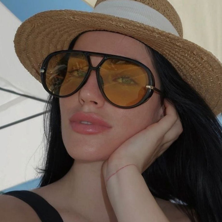 Women's oversized sunglasses with elegant plastic frame and mirrored lenses Kalsten