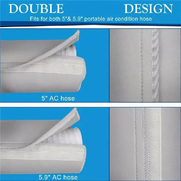 Unisex one size fits all insulated accordion-style portable air conditioner vent hose extension with protective cover and snap clips Kalsten
