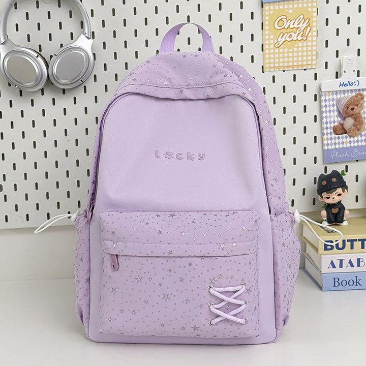 Charming Star-Embellished Student School Backpack