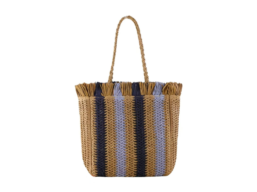 Braided beach bag with fringe details Kalsten