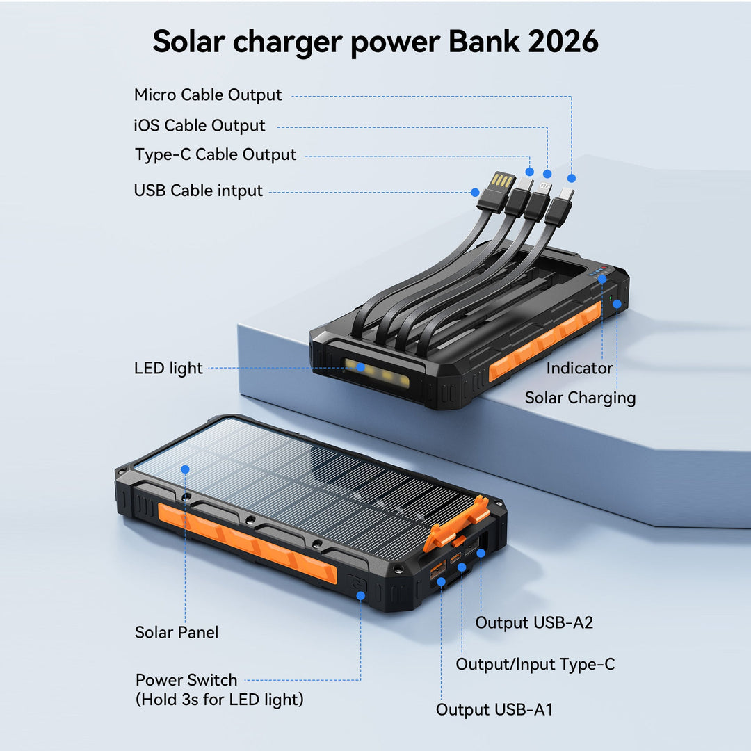 Solar Powerbank with multifunctional connection system and fast charging function Kalsten