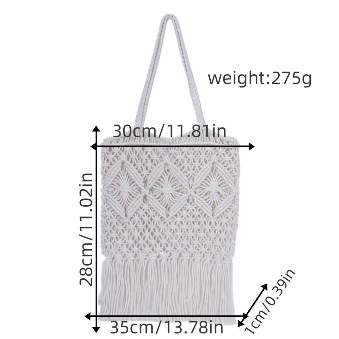 Macrame shoulder bag with fringed design Kalsten