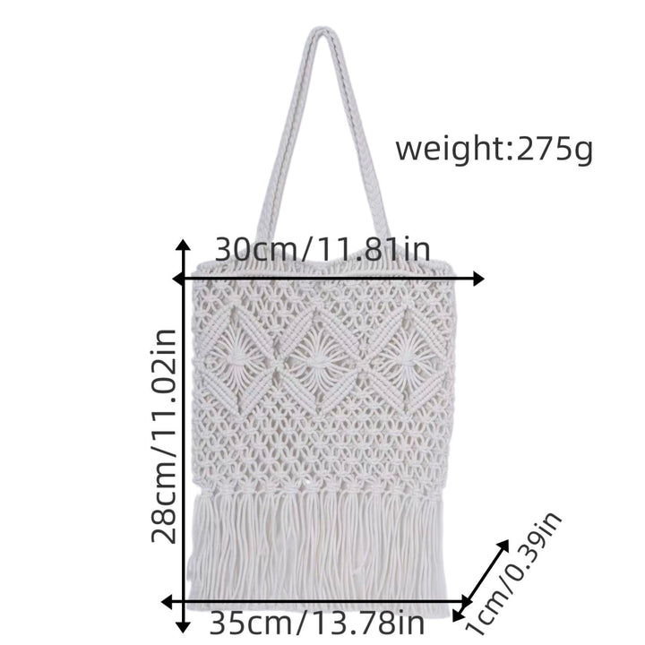 Macrame shoulder bag with fringed design Kalsten