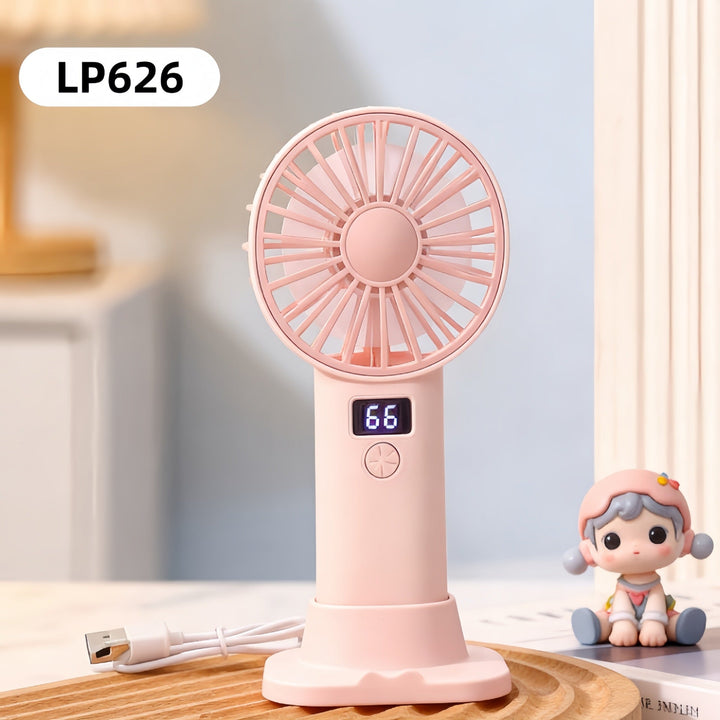 Women Portable Handheld Fan with Digital Speed Setting Kalsten