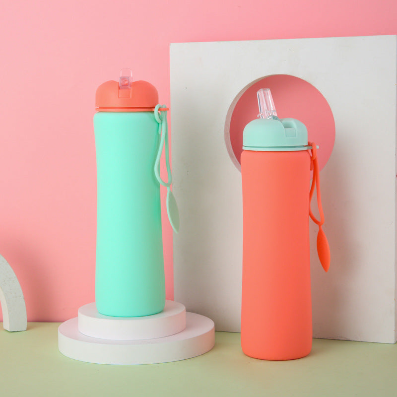 Ladies Foldable Silicone Drinking Bottle with Practical Carrying Strap Kalsten