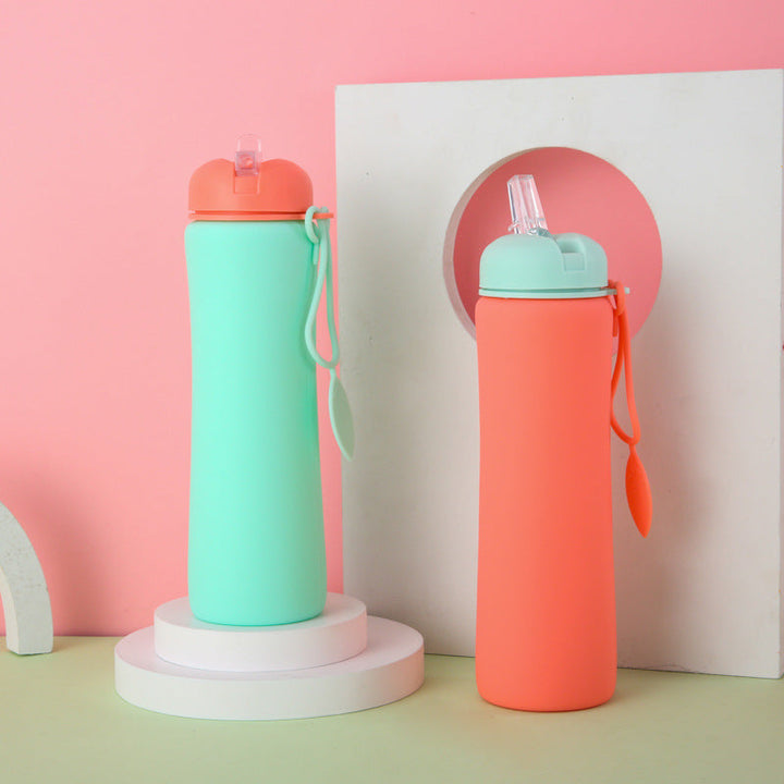 Ladies Foldable Silicone Drinking Bottle with Practical Carrying Strap Kalsten