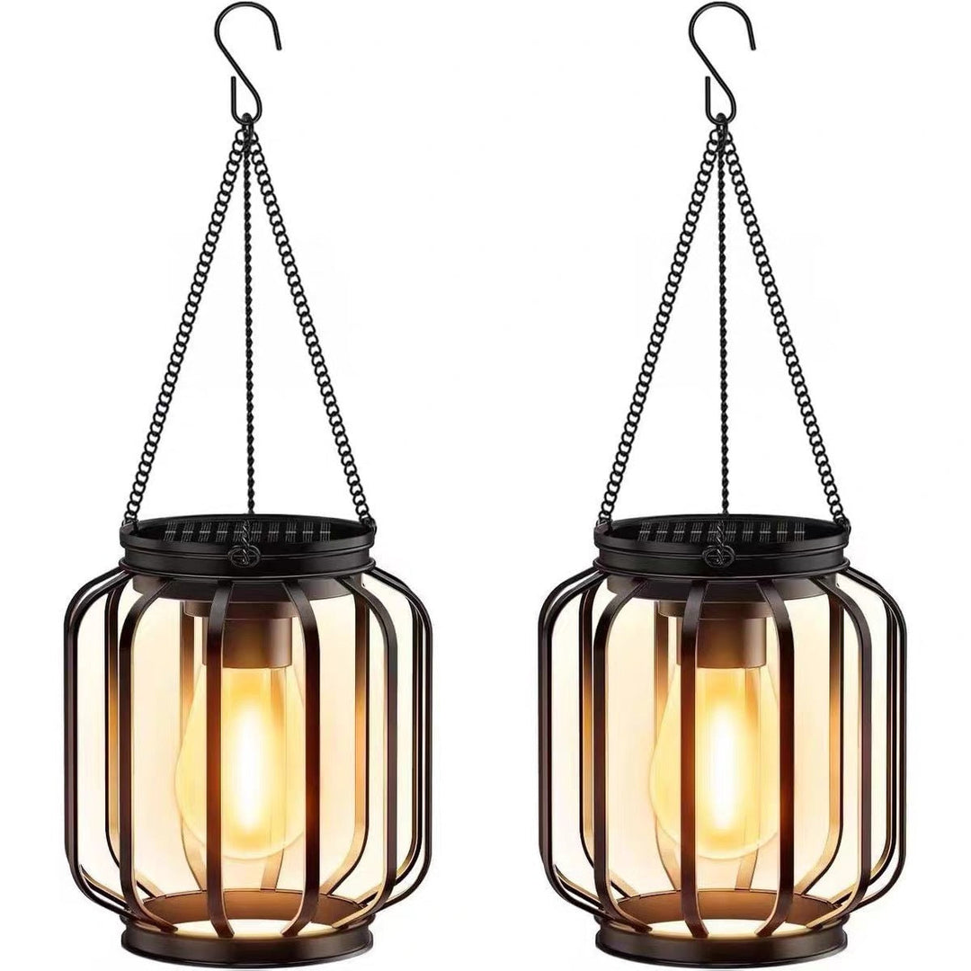 Vintage Hanging Metal Lantern Pendant With Edison-Style Bulb Cage And Adjustable Chain Kalsten
