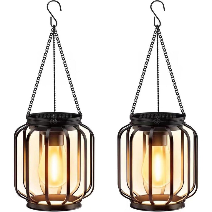 Vintage Hanging Metal Lantern Pendant With Edison-Style Bulb Cage And Adjustable Chain Kalsten