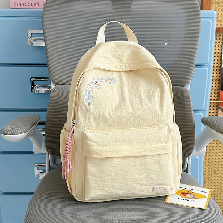 Floral Embroidered School Backpack
