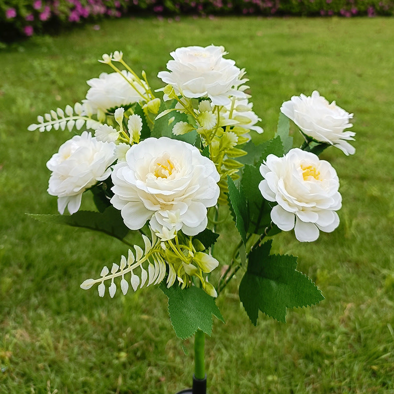 Realistic Artificial Peony Bouquet Solar Garden Stake With Dusk-To-Dawn LED And Adjustable Stem Kalsten
