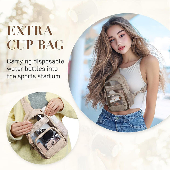 Practical shoulder bag with transparent front pocket Kalsten