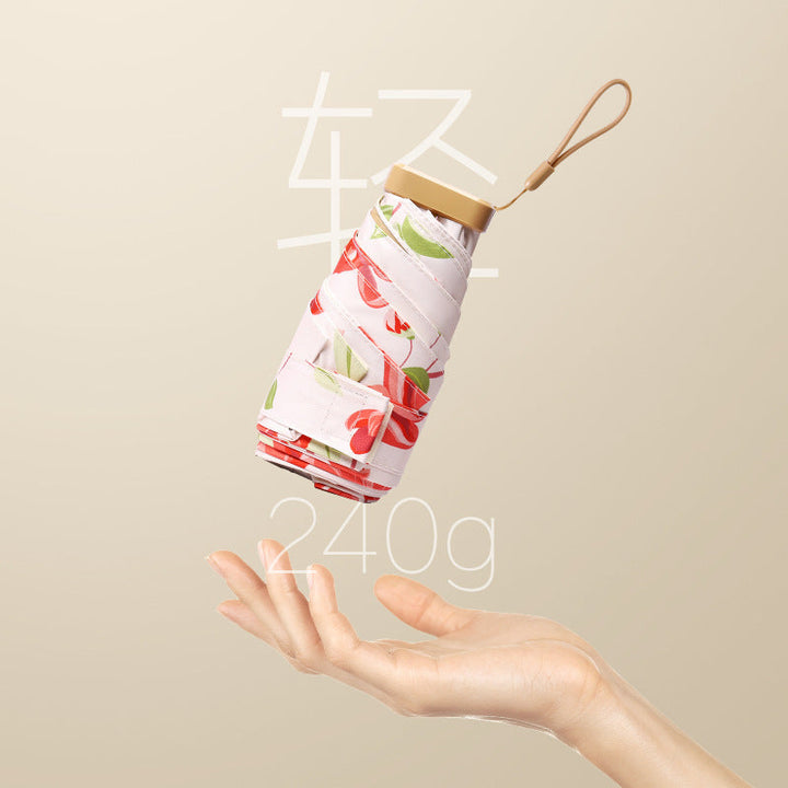 Women Foldable Umbrella with Fruity Design and Integrated Carry Bag Kalsten