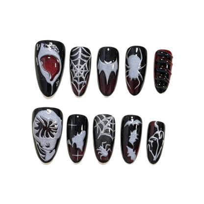 Halloween Nail Art Set with Spider Design and Gel Nails Acalora
