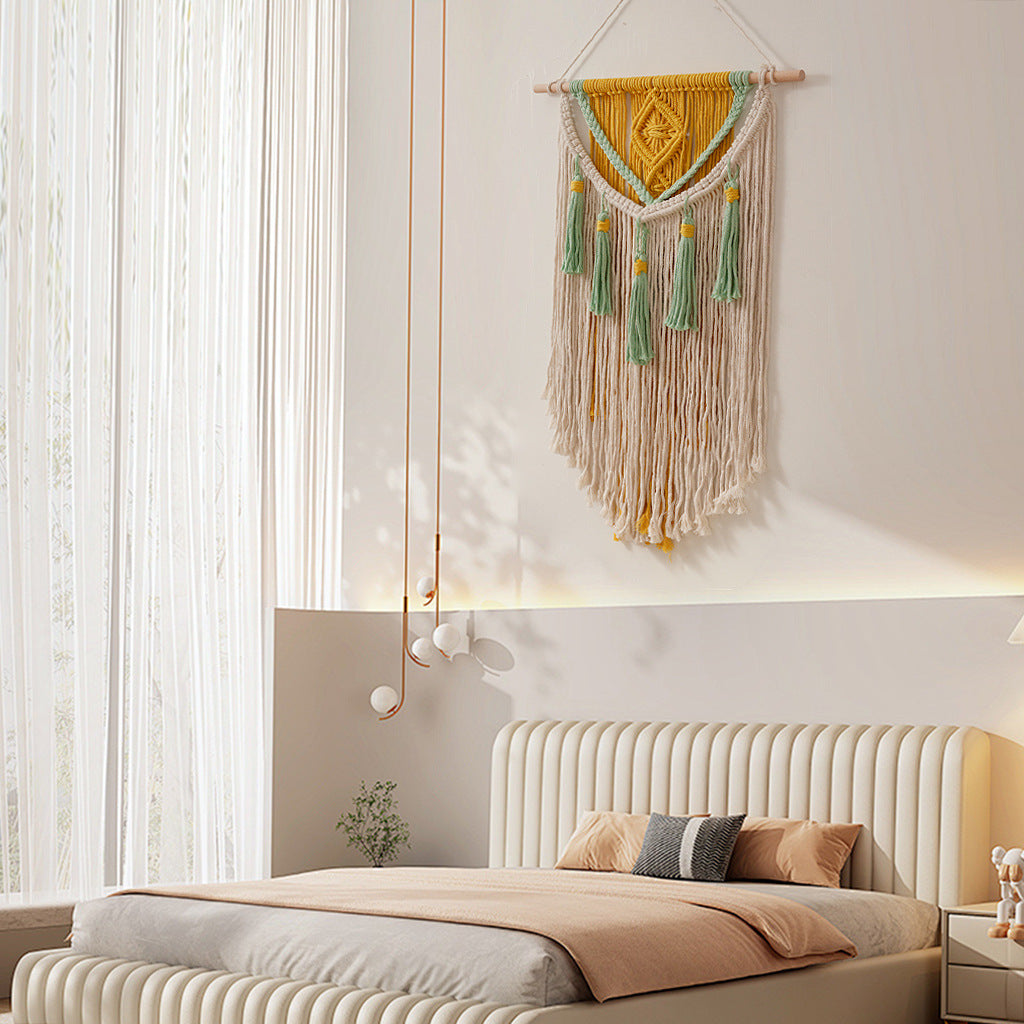 Macramé Wall Hanging Tapestry with Decorative Fringe Acalora