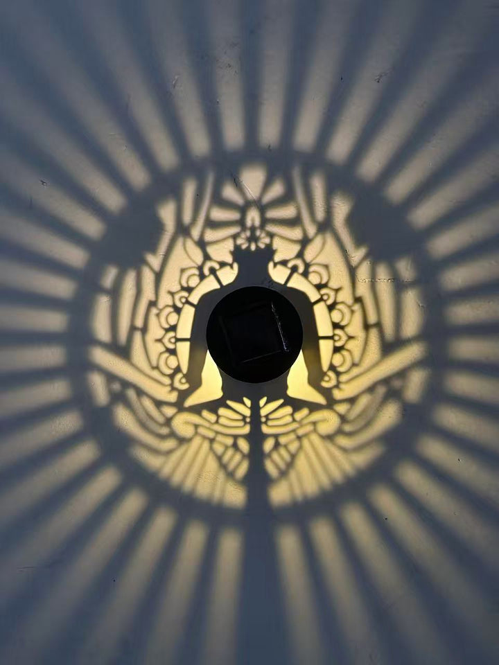 Outdoor Mandala Solar Projection Wall Lights With Patterned Metal Casing And Automatic Dusk-To-Dawn Sensor Kalsten