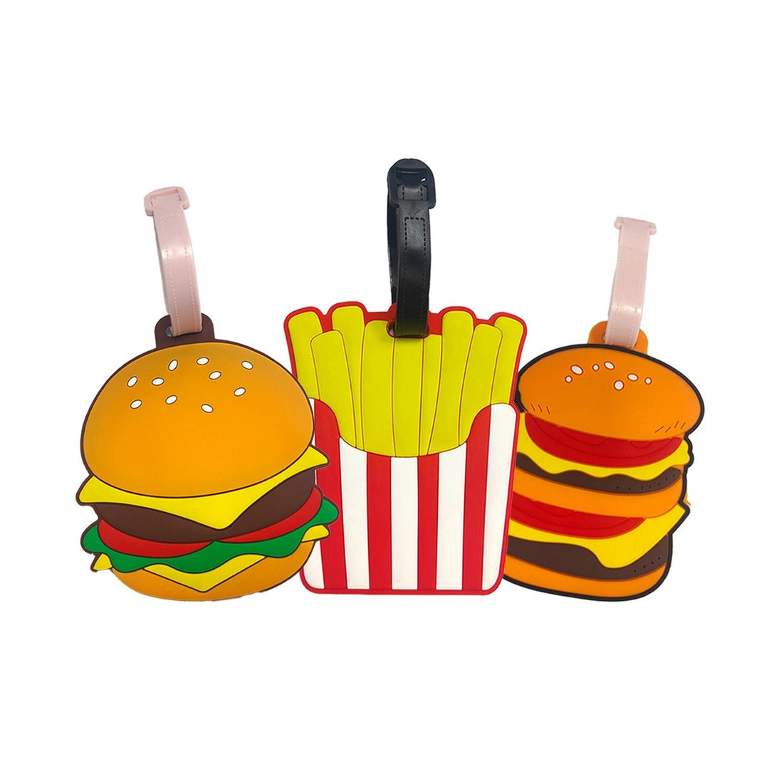 novelty burger shaped silicone luggage tag with flexible strap Kalsten