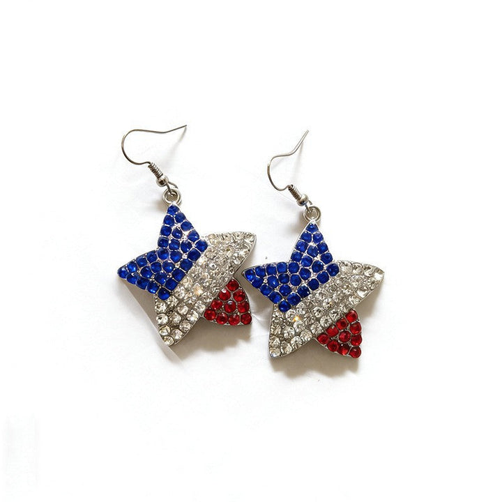 Women’s striking rhinestone earrings with flag motif United States Kalsten