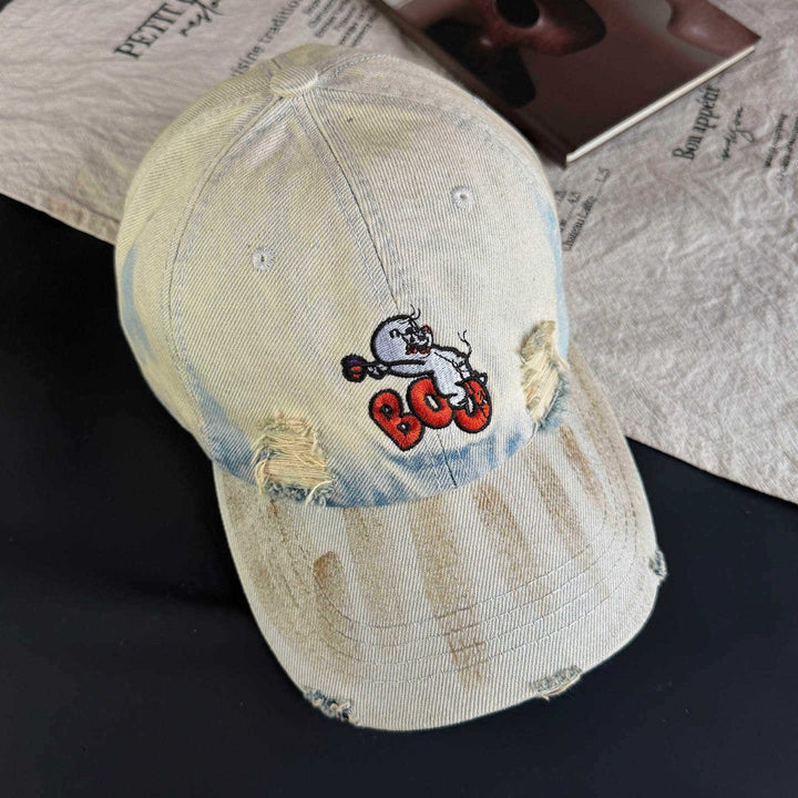 Women's Vintage-Inspired Distressed Embroidered Cap Kalsten