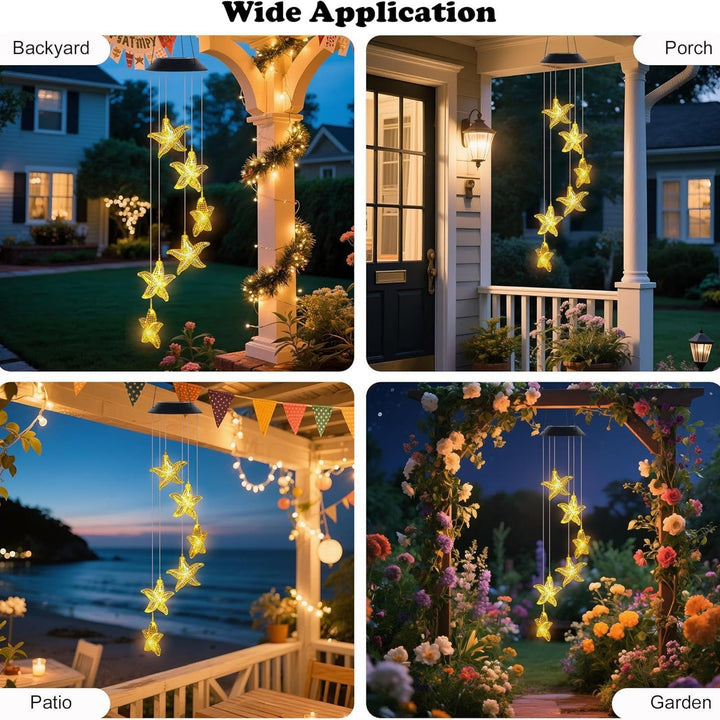 Decorative Solar LED Starfish Wind Chime Hanging Garden Light Kalsten