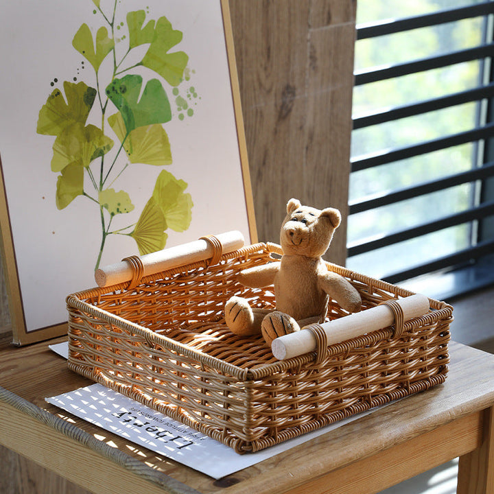 Unisex Practical Storage Basket with Wooden Handles Kalsten