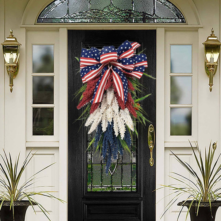 Unisex nan more patriotic door decoration swag with bow and intricate berry branches Kalsten