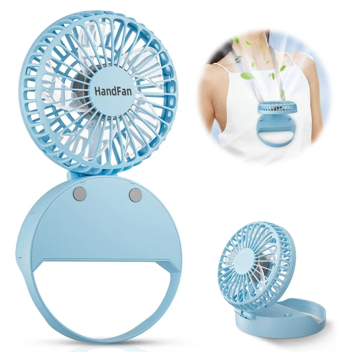 Unisex one size compact foldable rechargeable USB personal fan with tiltable head and lanyard Kalsten