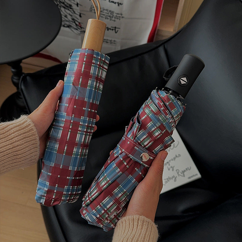 Women's Folding Umbrella in Modern Check Pattern Kalsten