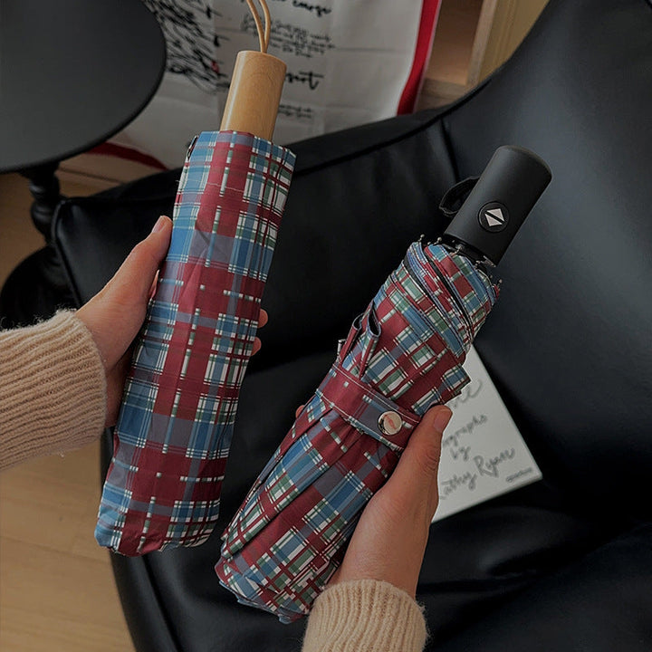 Women's Folding Umbrella in Modern Check Pattern Kalsten