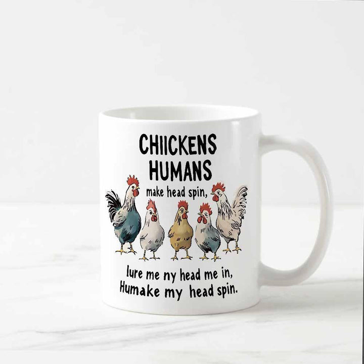 Ceramic Novelty Coffee Mug With Illustrated Chickens And Humorous Lyric Print
