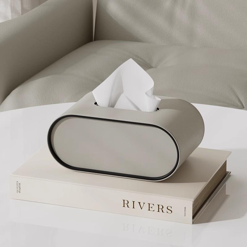 TissuLuxe Oval – Leather Tissue Box Cover for Living Room, Car & Office | Kalsten