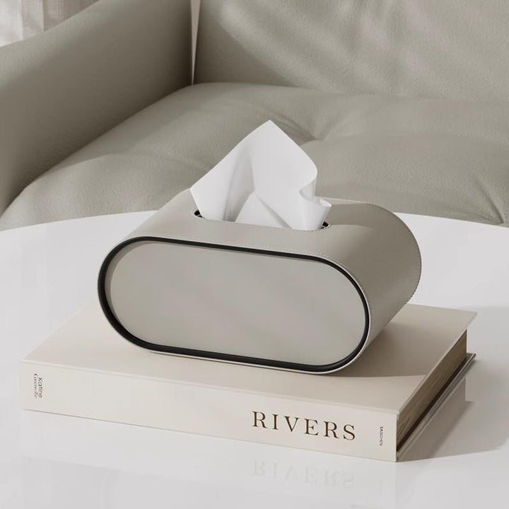 TissuLuxe Oval – Leather Tissue Box Cover for Living Room, Car & Office | Kalsten