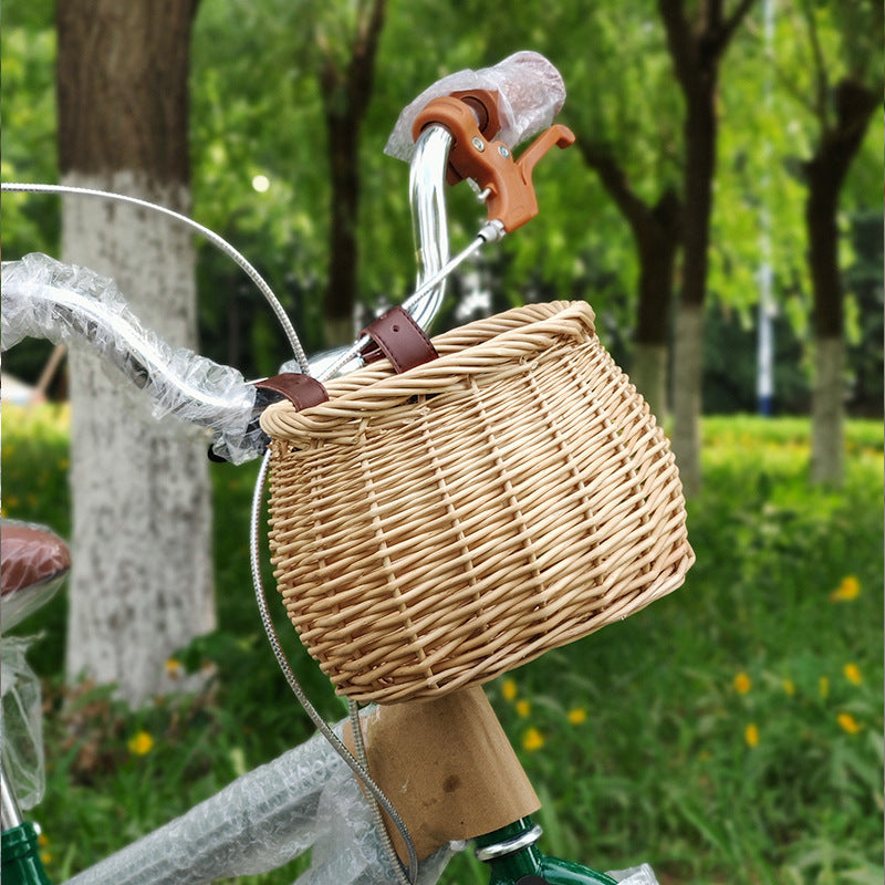 Women's Handmade Bicycle Basket with Leather Handles Kalsten