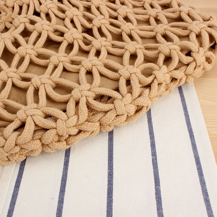 Trendy Macrame Bag with Braided Carry Handle Kalsten