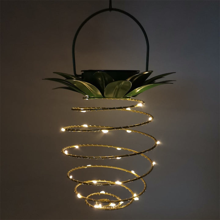 Spiral Pendant LED Hanging Planter Lamp With Faux Tropical Leaf Topper Kalsten