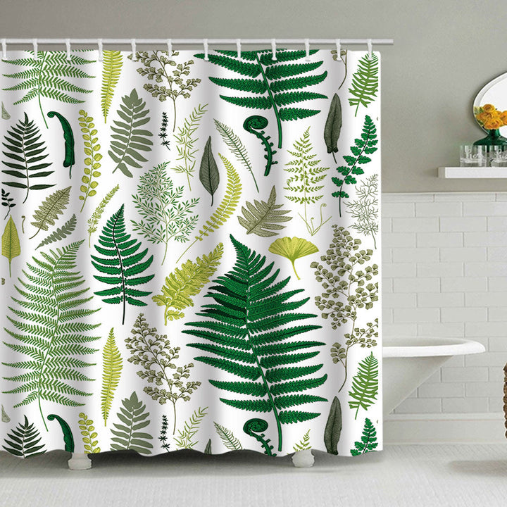 Tropical Leaf Print Shower Curtain Kalsten