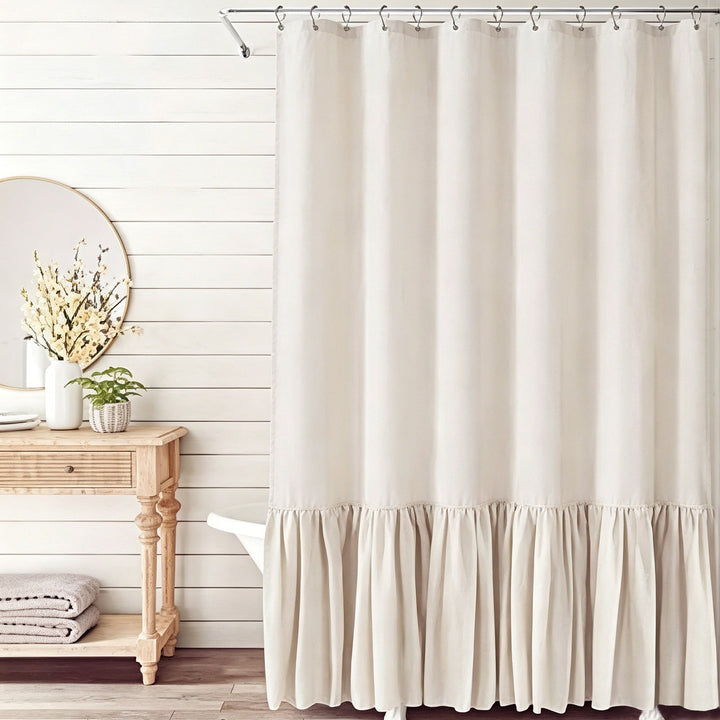 Ruffled Textured Shower Curtain Kalsten